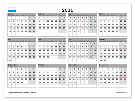 Kalender der jahre 2020 · 2021 · 2022. Kalender "Bayern" 2021 zum ausdrucken - Michel Zbinden DE