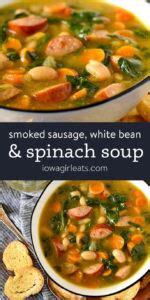 Smoked Sausage White Bean And Spinach Soup Iowa Girl Eats