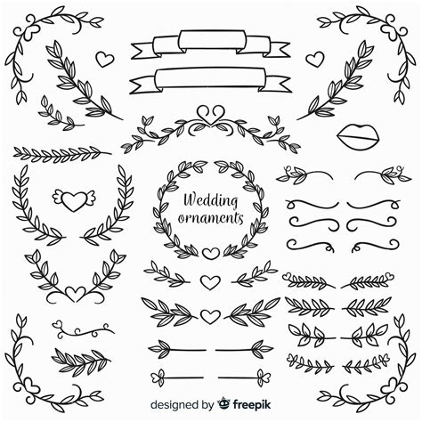 Premium Vector Hand Drawn Floral Wedding Ornaments