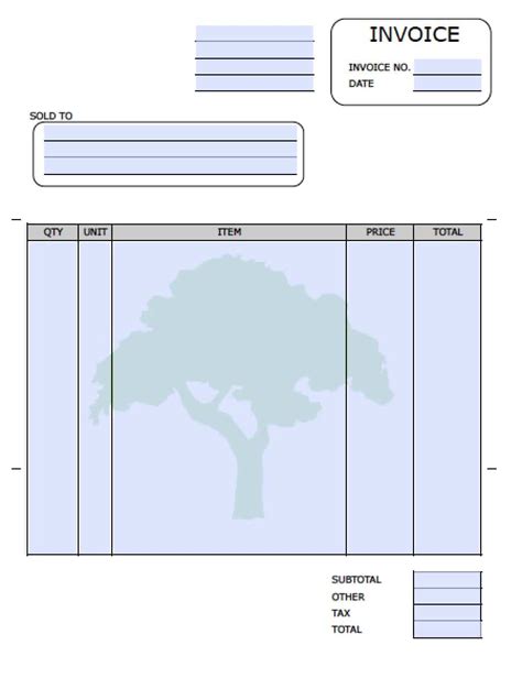 Landscaping Lawn Care Service Invoice Template Download Free Blank