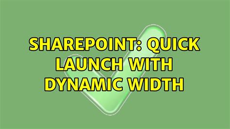 Sharepoint Quick Launch With Dynamic Width Youtube