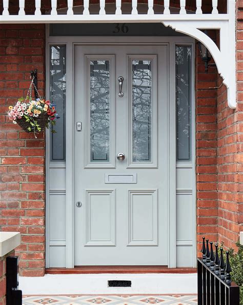 This Classic Victorian Style Front Door And Door Frame Has Etched Glass