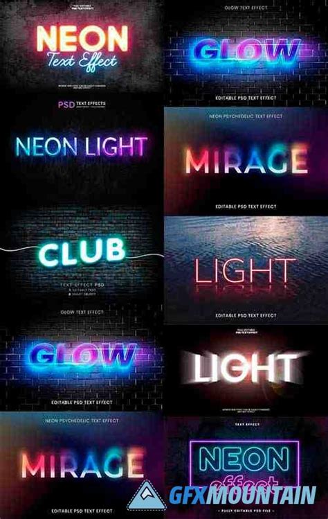 Creative Neon Light Text Effects With Glowing Psd Styles Free