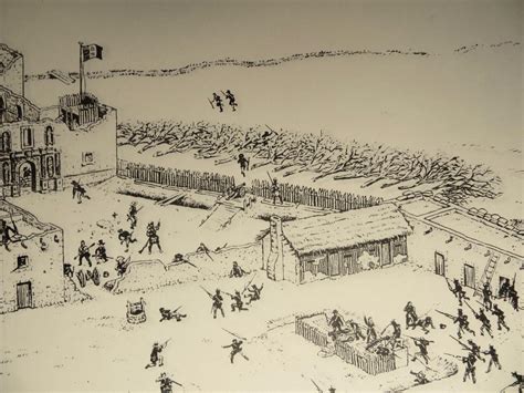 Epic Aerial Drawing By Zaboly Battle Of The Alamo Sunday March 6 1836
