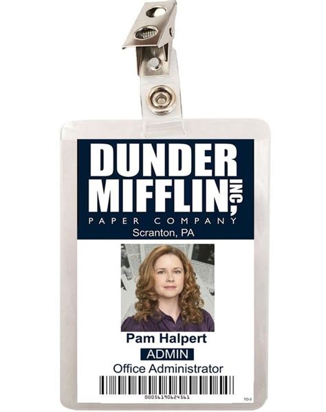 The Office Pam Halpert Beesly Dunder Mifflin Id Badge Cosplay Etsy The Office The Office