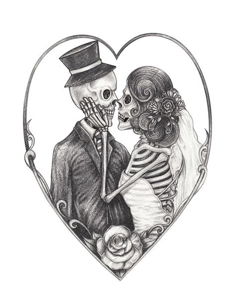 Skeleton Couple Drawing