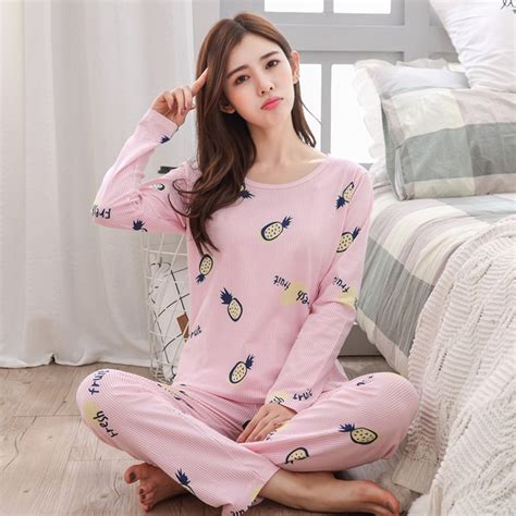 2018 autumn winter warm thick flannel elegant women sleepwear home pajamas girl cartoon pajama