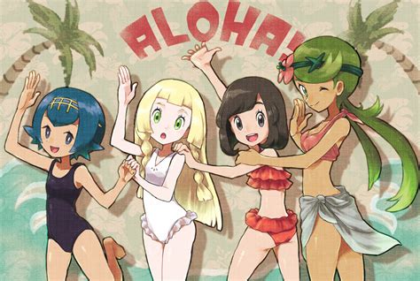 Lillie Selene Lana And Mallow Pokemon And 2 More Drawn By Koutetsu