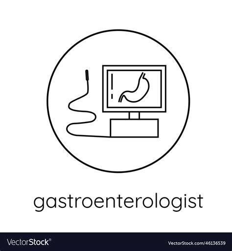 Line Icon Gastroenterology Gastroscopy Royalty Free Vector