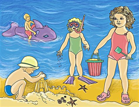 Poza obrazkami dostępne są też jako szablon do druku, wakacje kolorowanka dla dzieci. Rysunki Dzieci Morza