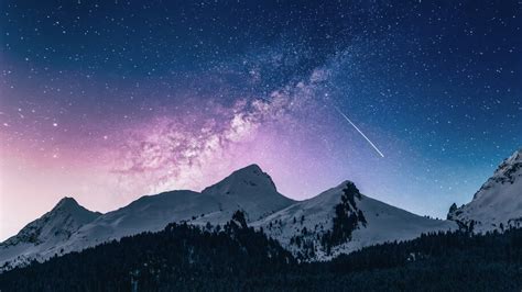 Night Sky Stars Mountain Scenery Milky Way 4k 4