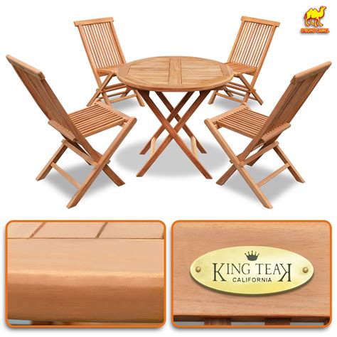 Quick links some additional info. King Teak 4 Piece Golden Teak Wood Folding Chair & 1 Piece Round Table Outdoor Furniture Set ...
