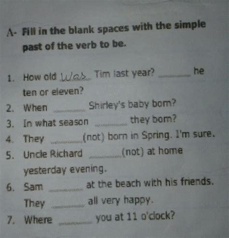 Fill In The Blanks With The Verbs In The Simple Past Br