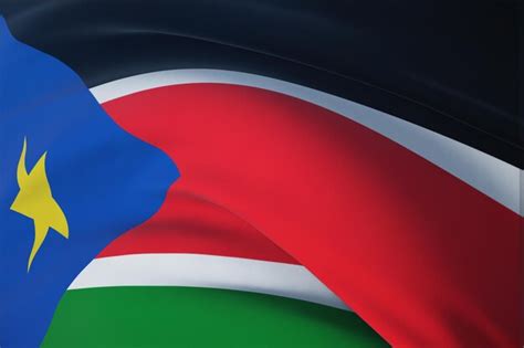 agitando bandeiras do mundo bandeira do sudão do sul vista do close up ilustração 3d foto