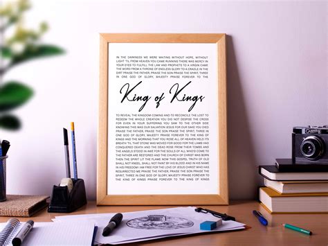 King Of Kings By Hillsong Worship Song Lyrics Worship Music Etsy