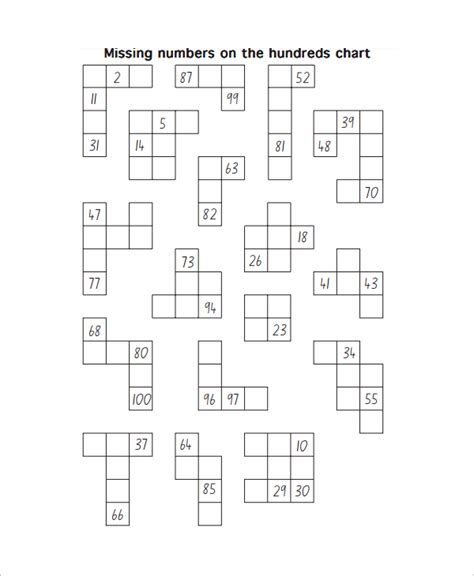 Free Printable 100 Chart With Missing Numbers Printable Templates
