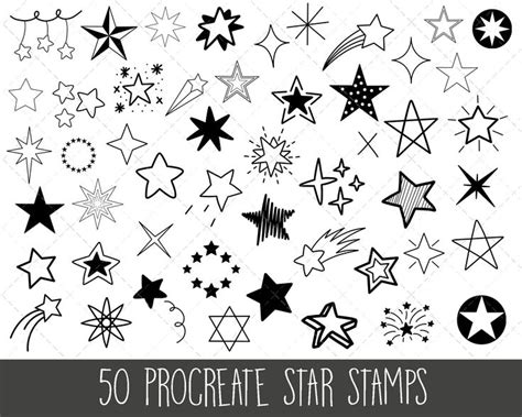 Procreate Star Stamps Procreate Stamp Set Procreate Stars Etsy Star