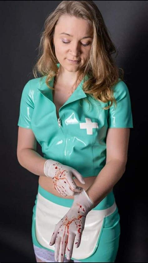 Latex Nurse Cosplay Mackintosh Raincoat Nurse Dress Uniform Pvc Apron Beautiful Nurse Latex