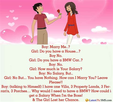 It is usual for a couple to be engaged for a while before they get married. Boy Propose Girl English Jokes | English jokes, Funny english jokes, Jokes