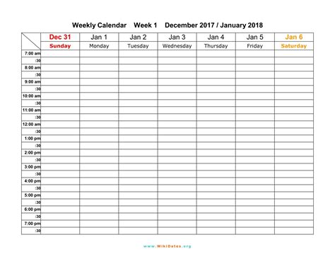 Weekly Calendar Download Weekly Calendar 2017 And 2018