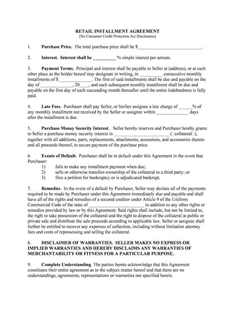 Retail Installment Agreement Form Fill Out And Sign Printable Pdf