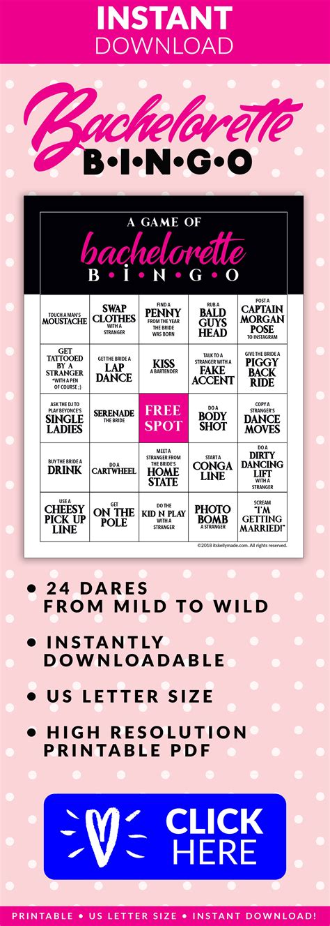 Bachelorette Bingo Party Game Printable Instant Download Hen Etsy In