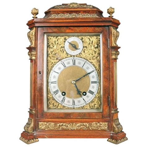 Antique English Lenzkirch Bracket Clock Burl Walnut And Bronze Circa