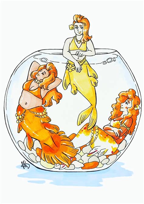 Goldfish Mermaid Art Print A5 210mm X 148mm Etsy