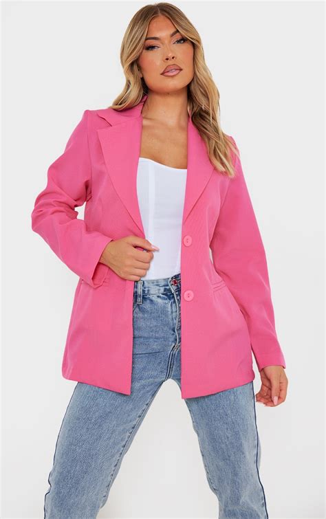 Hot Pink Fitted Structured Basic Blazer Prettylittlething