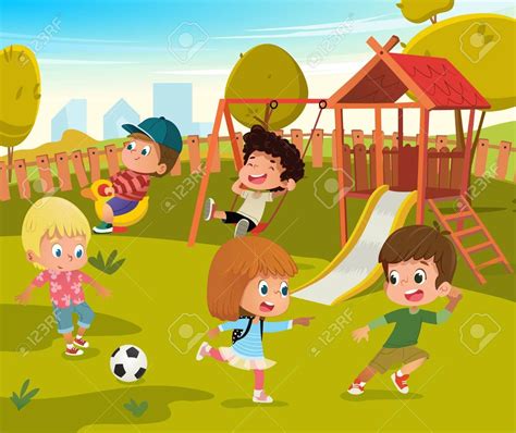 Baby Playground Summer Park Vector Illustration Children