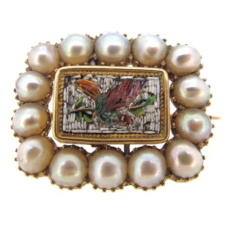 Antique Pearl And Micro Mosaic Brooch Ar Ullmann