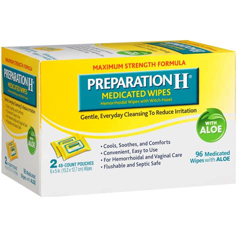 Preparation H Flushable Medicated Hemorrhoid Wipes Pack Of Count