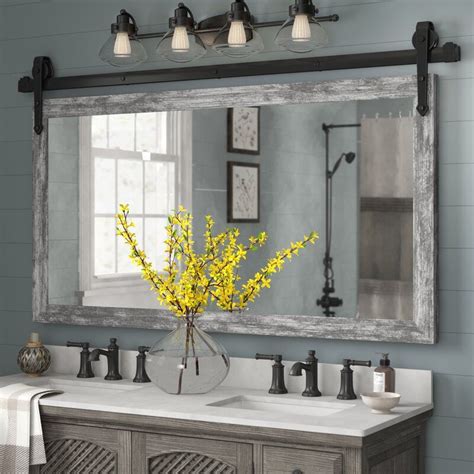 2 Piece Abraham Barnwood Wall And Accent Mirror Set Farmhouse Bathroom