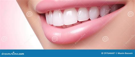 Beautiful Female Smile After Teeth Whitening Procedure Dental Care Generated By Ai Stock
