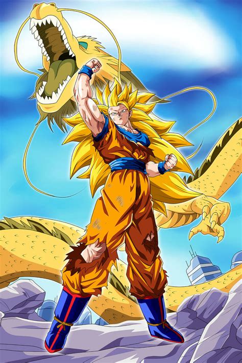 The official home for dragon ball z! Dragon Ball Z Poster Goku Super SJ 3 w/dragon 12inches x ...