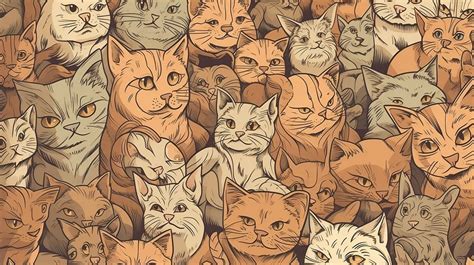 Beautiful Background With Lots Of Cats Can U See The Cat Picture