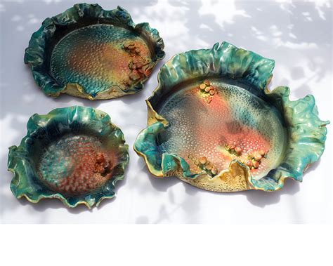 Ceramic Decorative Plates Ocean Collection Kopái Paar Indian