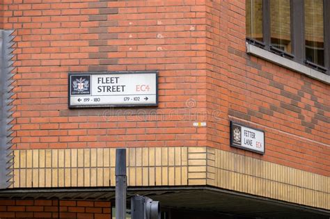 Fleet Street Ec4 And Fetter Lane Ec4 Street Signs Editorial Stock Image