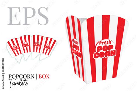 Vecteur Stock Popcorn Box Template Vector With Die Cut Laser Cut