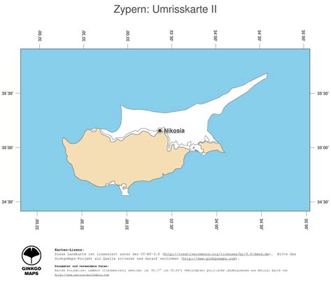 It is the third largest and third most populous island in the mediterranean, and is located south of turkey; Landkarte Zypern; GinkgoMaps Landkarten Sammlung Kontinent ...