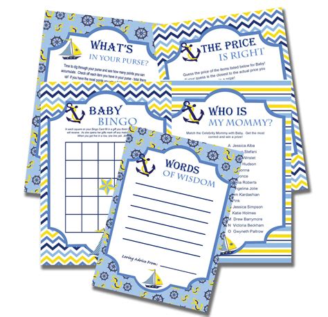 Nautical Baby Shower Games Instant Download Printable Diy