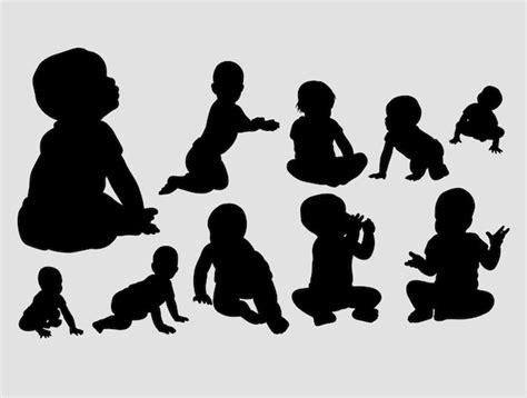 Premium Vector Baby Playing And Crawling Silhouette