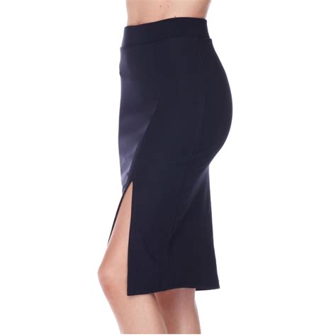 Womens High Waist Pencil Skirt Side Slit Midi Regular Plus Size Ebay