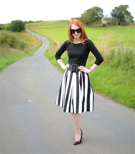 The Black And White Stripes Striped Skirt Outfit White Striped