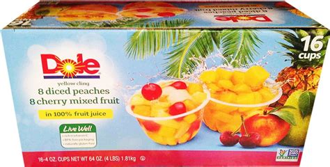Dole® Variety Pack Yellow Cling Diced Peaches Cherry Mixed Fruit In