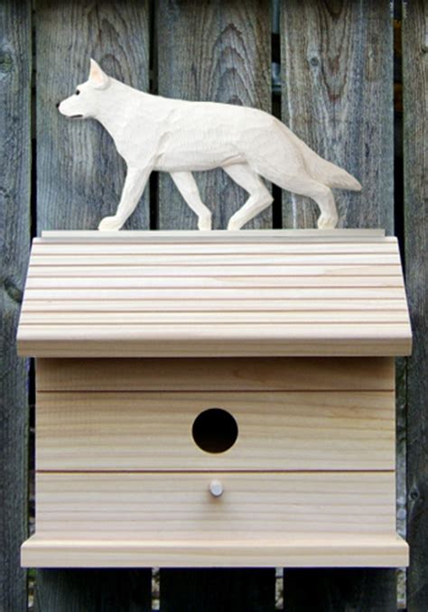 German Shepherd Hand Painted Dog Bird House White