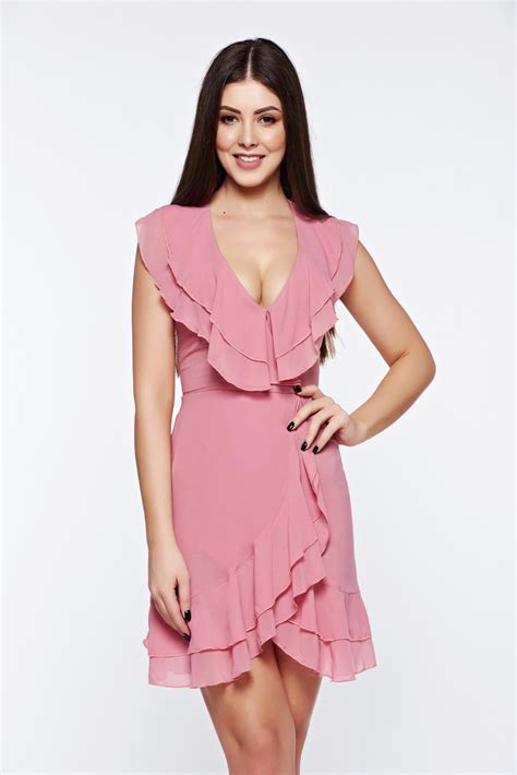 Rosa Elegant Voile Fabric Dress With A Cleavage