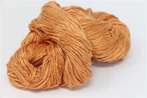 Hand Dyed Silk Yarn Peau De Soie In Melon