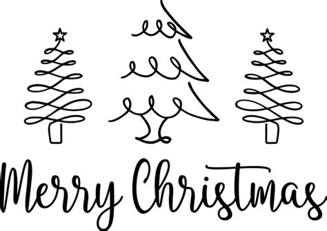 Merry Christmas Trees Outline Free Svg File For Members Svg Heart