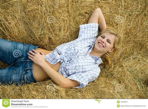 Beautiful Girl Resting Hay Photos Free Royalty Free Stock